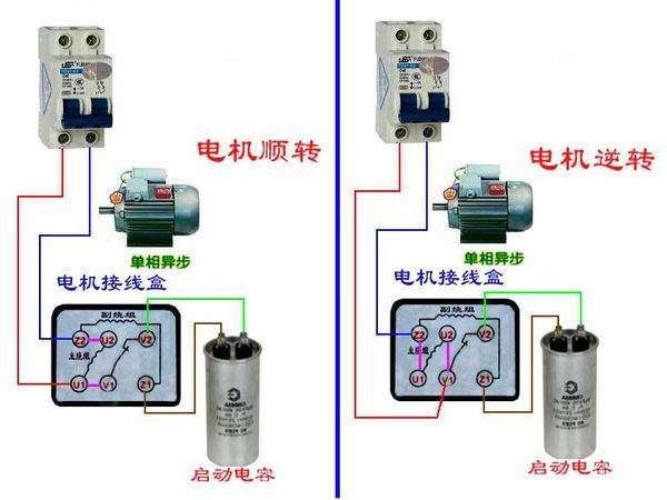 单相异步电动机正反转接线